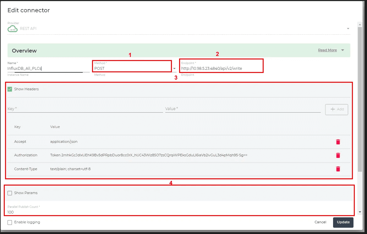 influx rest api integration