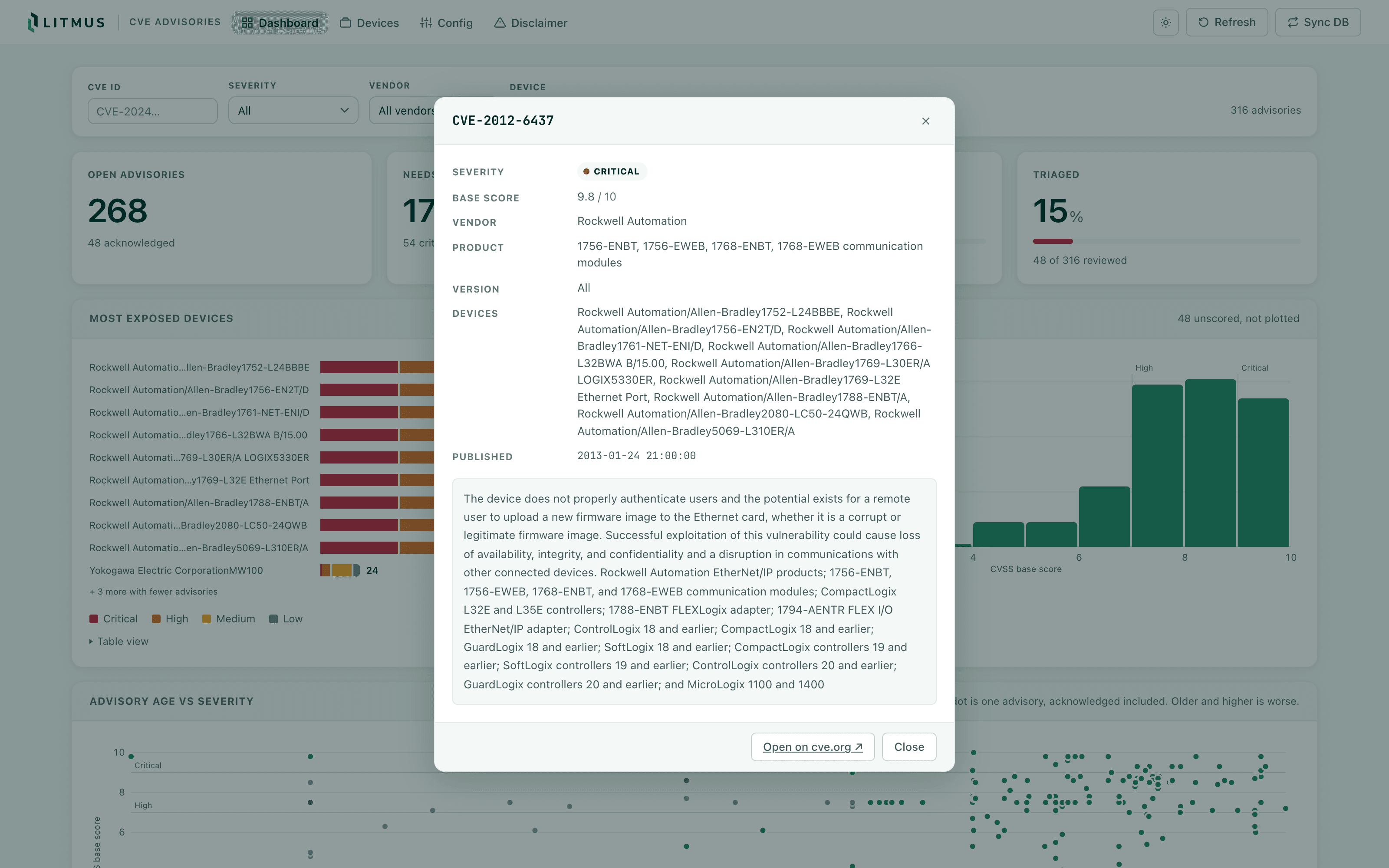 CVE detail view